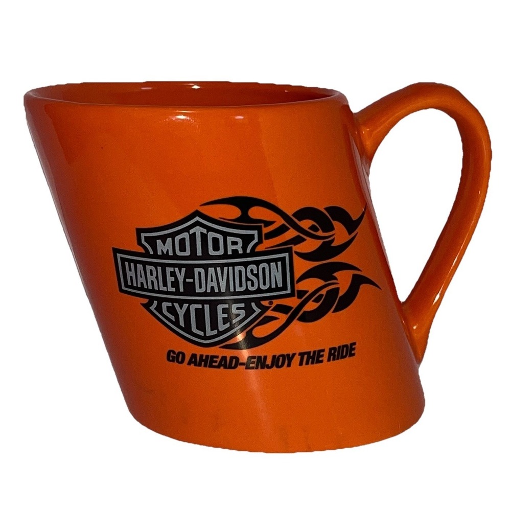 Harley Davidson Orange SLANTED Go Ahead Enjoy the Ride Coffee Cup Mug 2007
